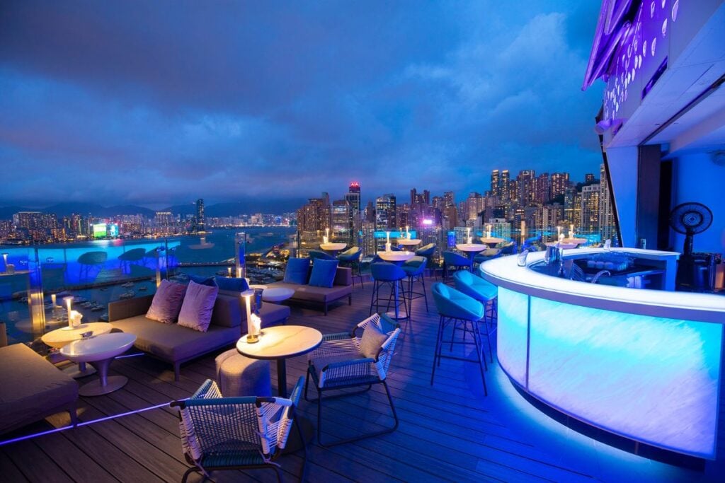 The coolest rooftop bars in Hong Kong for incredible views and drinks 6 best rooftop bars hong kong SKYE Roofbar & Brasserie