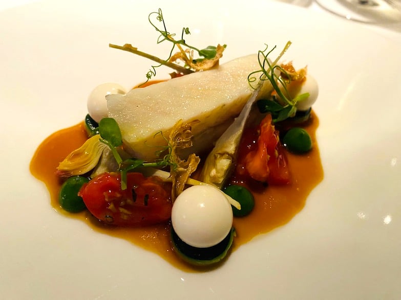 New Seasonal Dishes Shine at BELON 5 Wild sea bass with burrata and Japanese fruit tomato at BELON