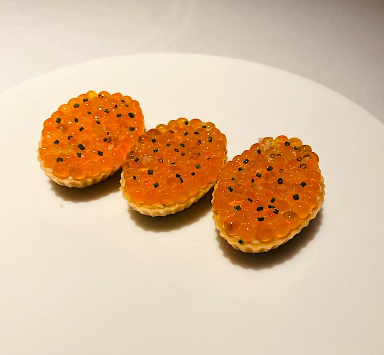 New Seasonal Dishes Shine at BELON 1 Trout roe tartlet at BELON